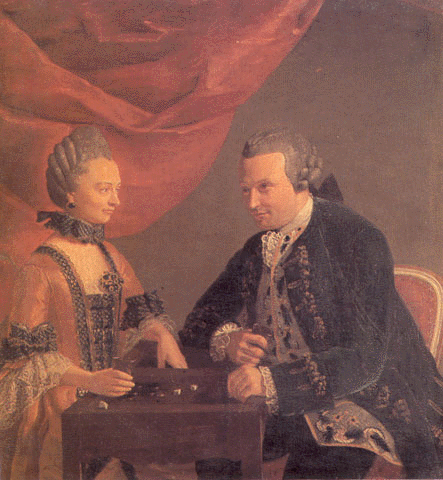 lovers playing tric-trac